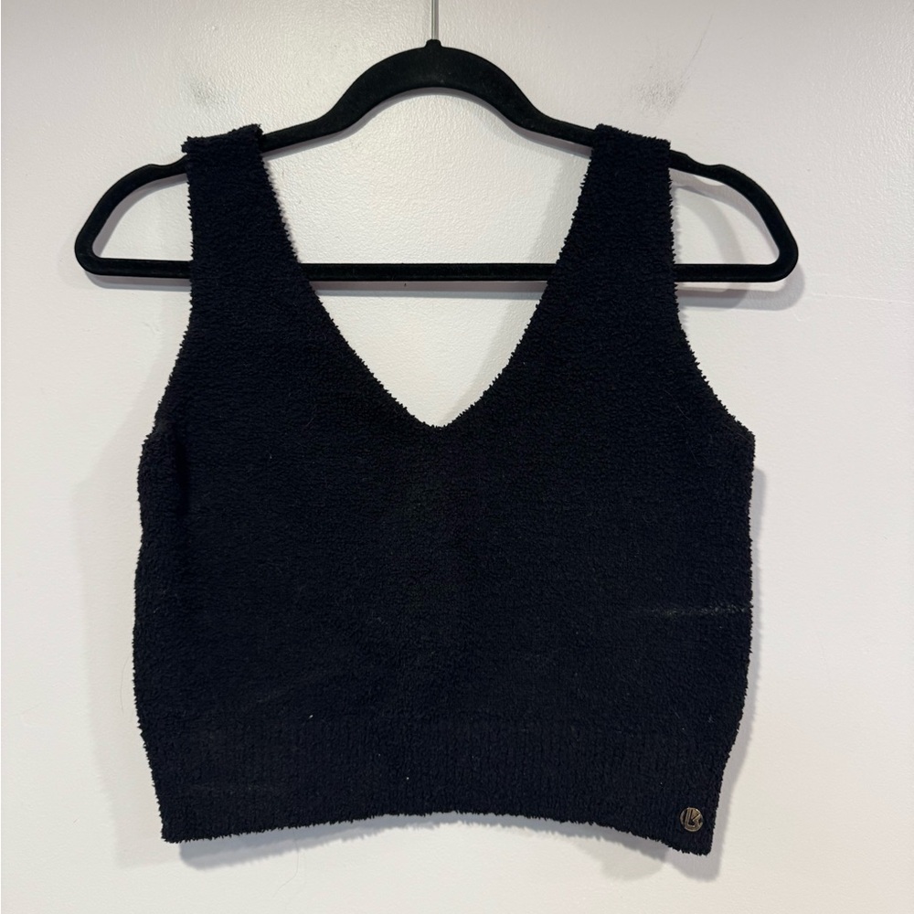 Buffbunny Collection Black‎ Textured Fuzzy Crop Top Frozen collection